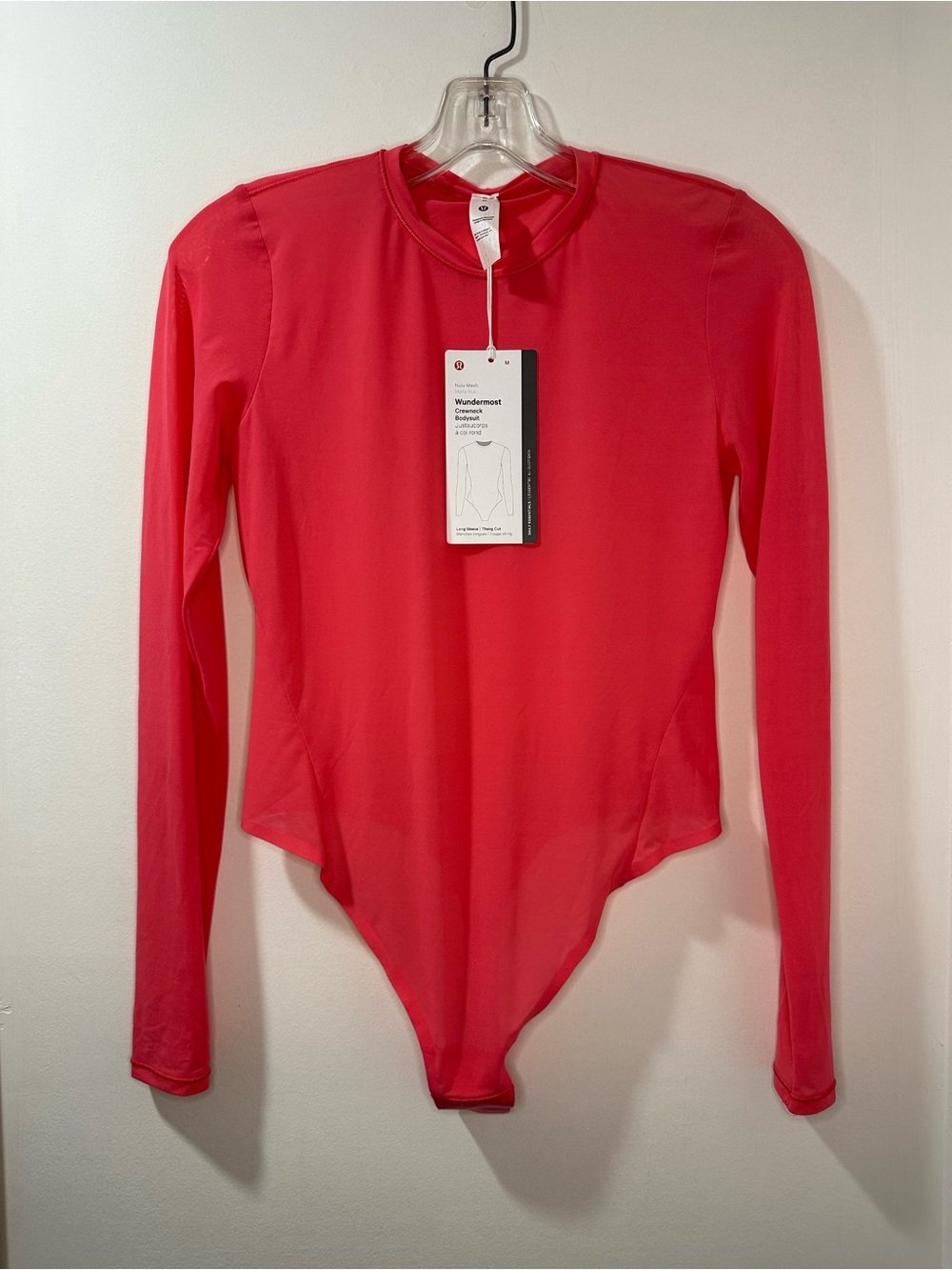 lululemon Wundermost Women’s Bright Pink Long-Sleeve Bodysuit NWT size M